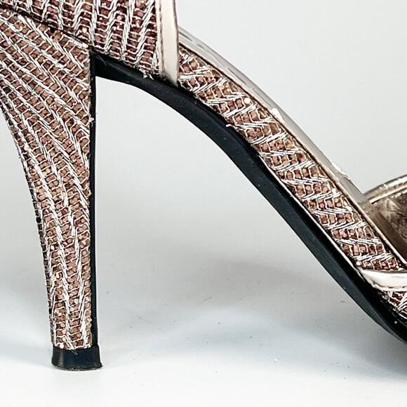 J Renee Brianna d'Orsay Silver Bronze Fabric Jeweled Stiletto Heels Shoes 7 - Picture 13 of 14